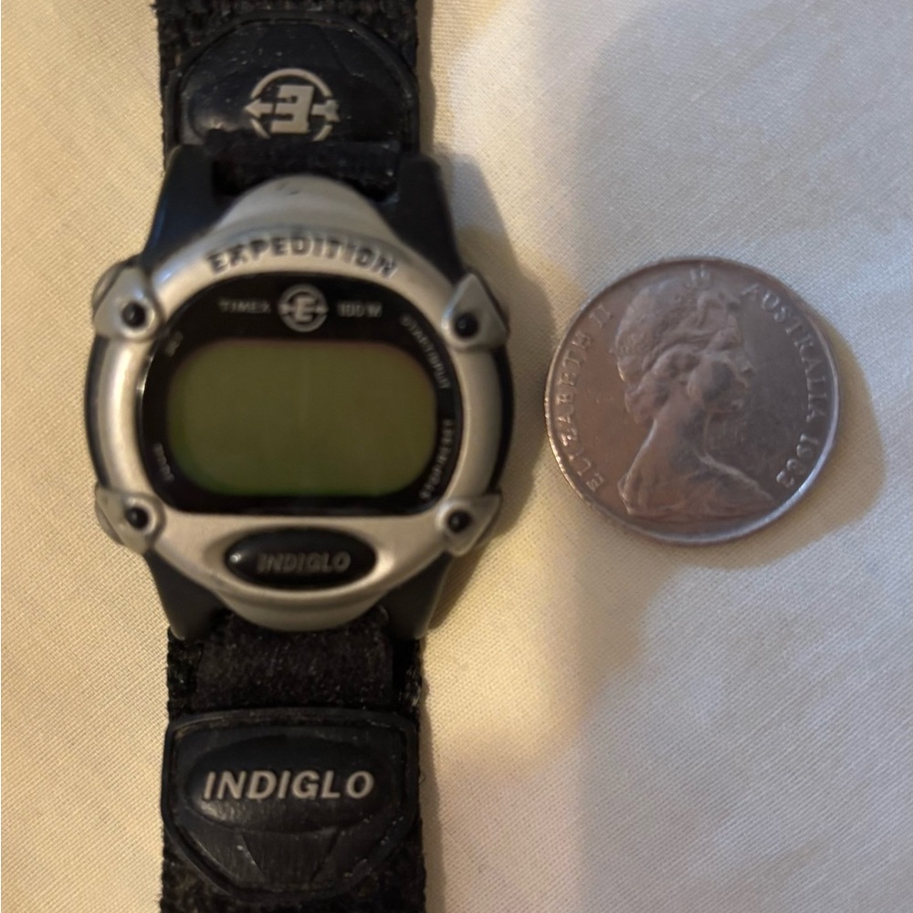 Timex Expedition Indiglo Black and Silver Watch